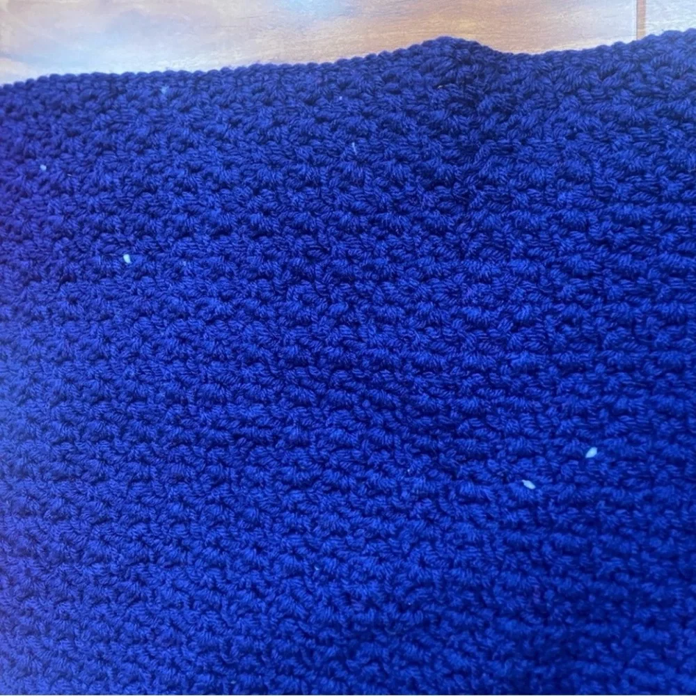 Vintage Handmade Red White Blue Yarn American Flag Crochet Afghan 69